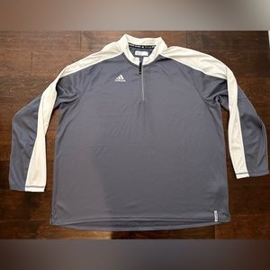 Men’s Adidas Grey/White 1/4 Zip Athletic Pullover- Size 3XL.